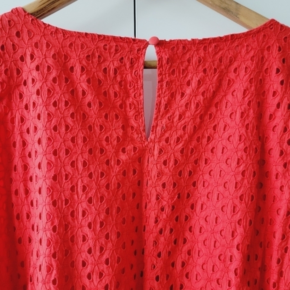 ☀️Lane Bryant Coral Red Eyelet Peplum Top - Picture 6 of 12